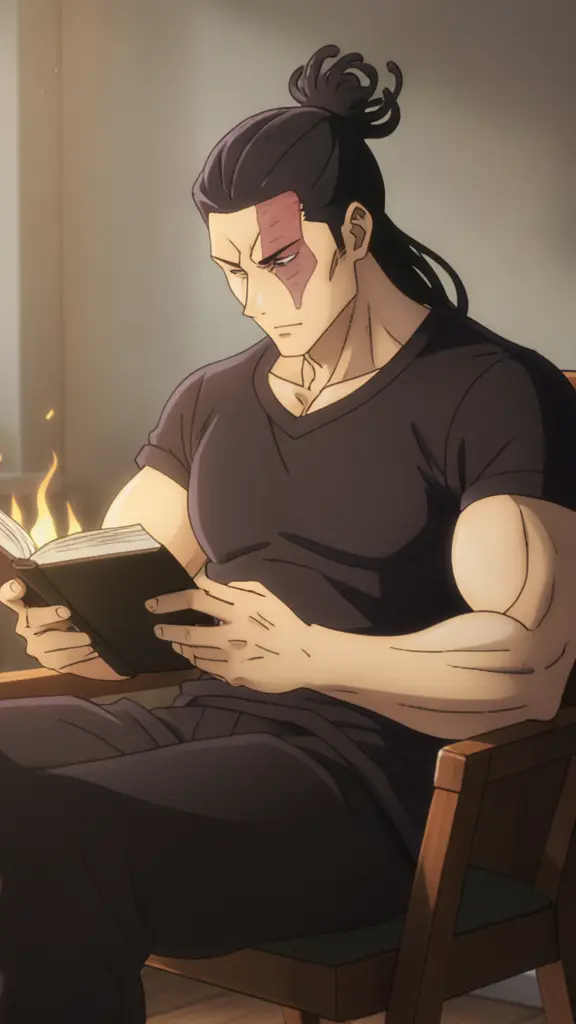 Aoi Todo, a muscular character from the Jujutsu Kaisen universe, is depicted in a cinematic anime-style illustration.