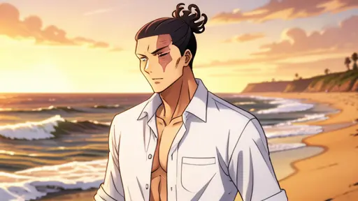 Aoi Todo, beach photoshoot, sunset golden hour, white linen shirt open, walking along surf line, wind, travel magazine…