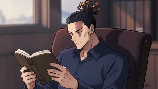 Aoi Todo, His black hair is tied in a topknot with flame-like looped strands, and a reddish scar crosses the left side of…