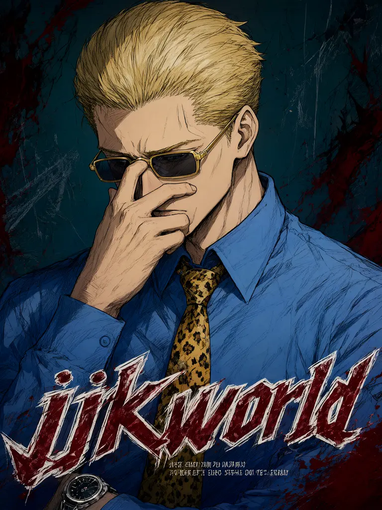Manga cover art style, highly detailed illustration of Kento Nanami from Jujutsu Kaisen.