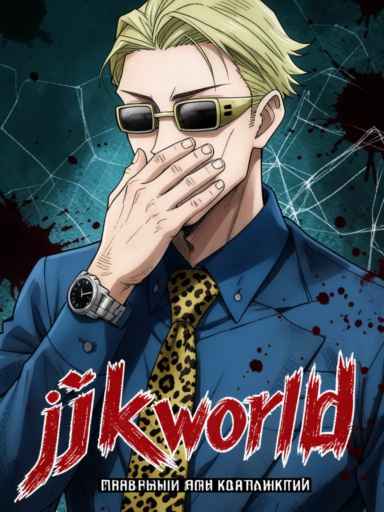 Manga cover art style, highly detailed illustration of Kento Nanami from Jujutsu Kaisen.