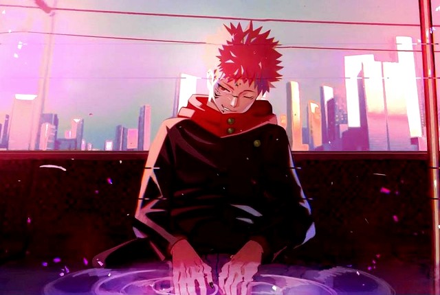 An anime portrait in sunset light
